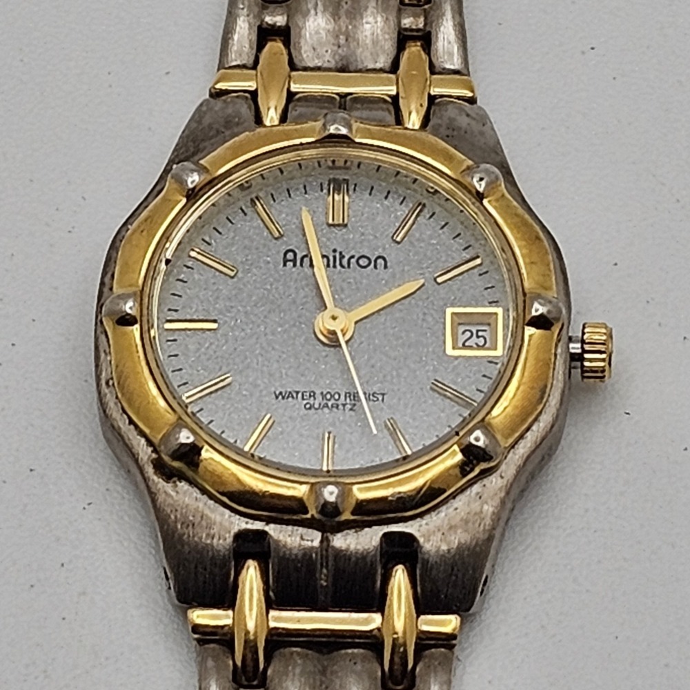 VINTAGE ARMITRON WOMENS QUARTZ WATCH GOLD SILVER TONE